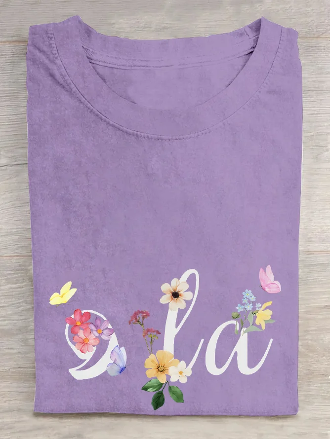 Floral Kamala Comma La  Cotton T-shirt