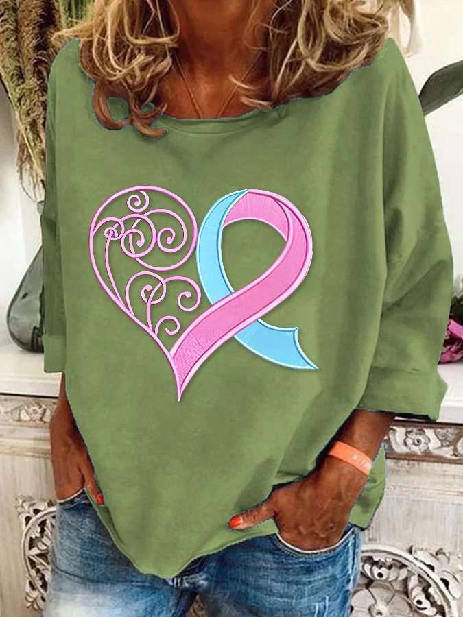 Pink Breast Cancer Heart Casual Sweatshirt