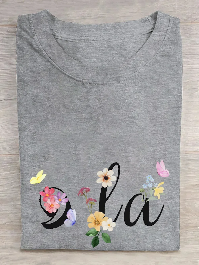 Floral Kamala Comma La  Cotton T-shirt