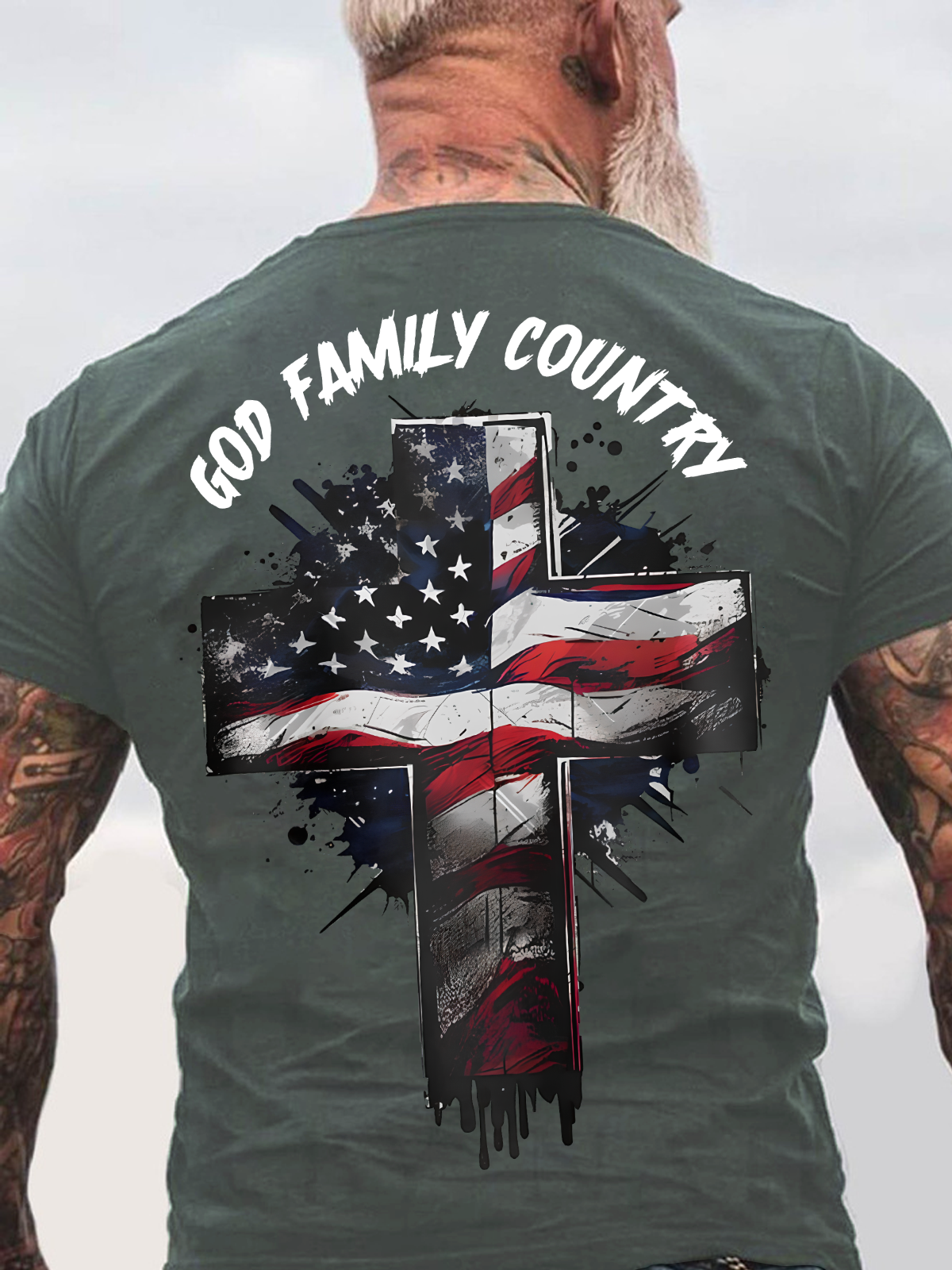 God Family Country Back Cotton T-Shirtw