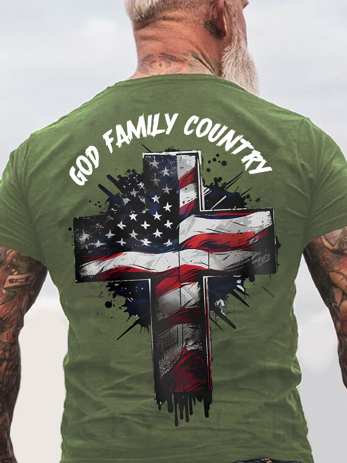 God Family Country Back Cotton T-Shirtw