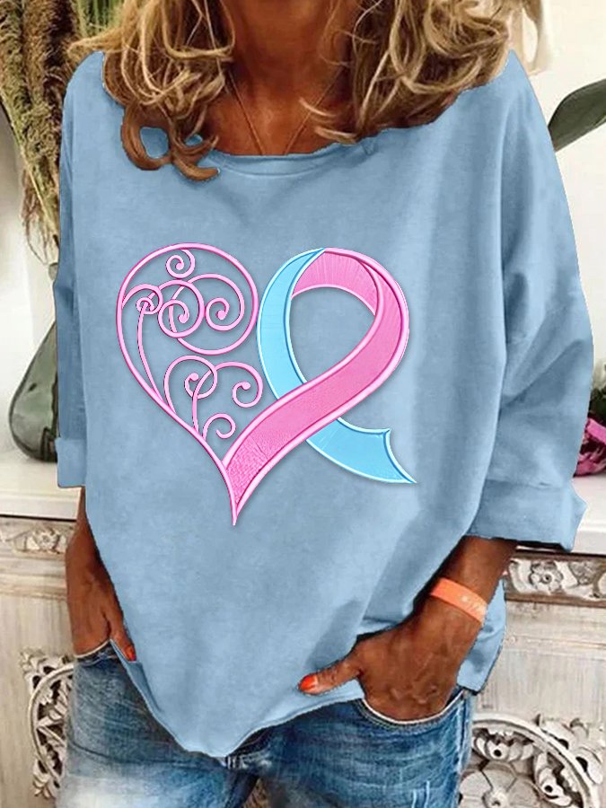 Pink Breast Cancer Heart Casual Sweatshirt