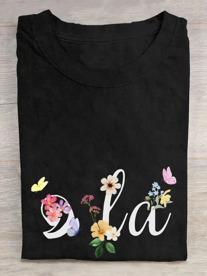 Floral Kamala Comma La  Cotton T-shirt