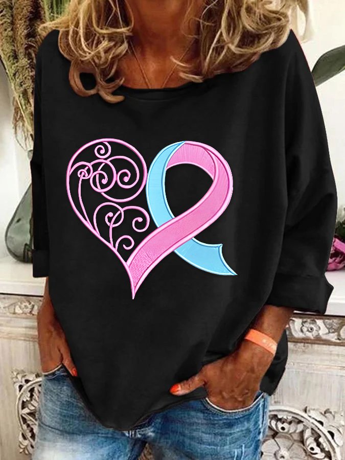 Pink Breast Cancer Heart Casual Sweatshirt