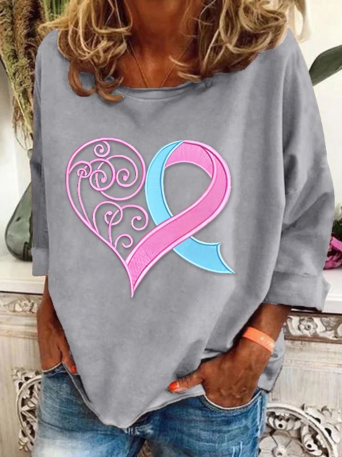 Pink Breast Cancer Heart Casual Sweatshirt