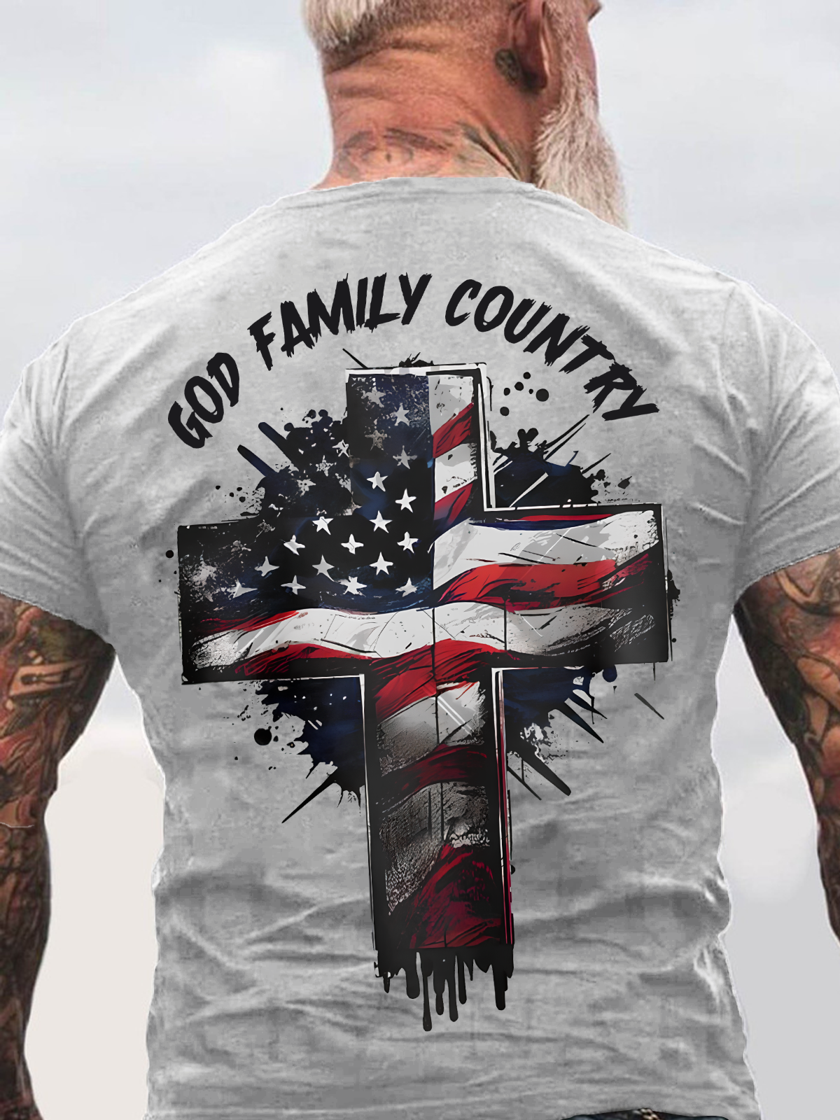 God Family Country Back Cotton T-Shirtw