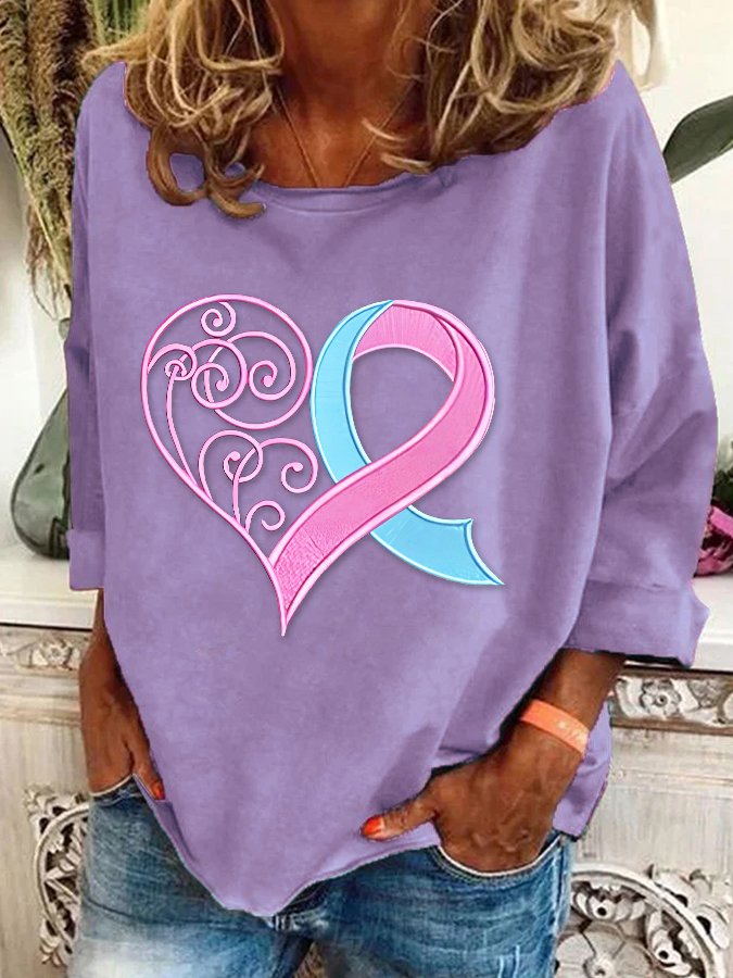 Pink Breast Cancer Heart Casual Sweatshirt