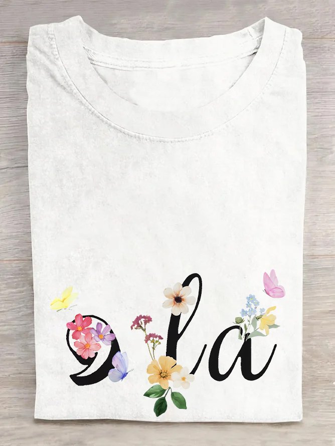 Floral Kamala Comma La  Cotton T-shirt