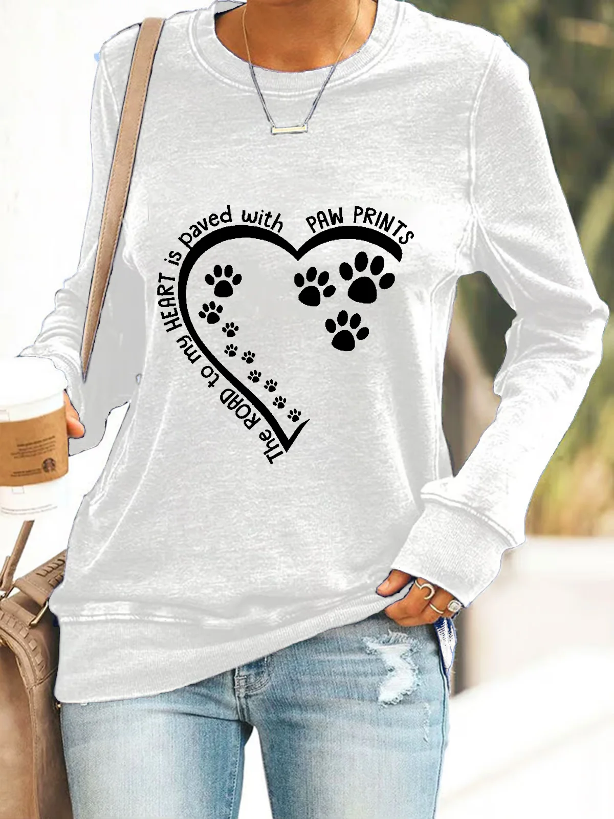 Dog Lovers The Road To My Heart Is Paved With Paw Prints Casual Sweatshirt