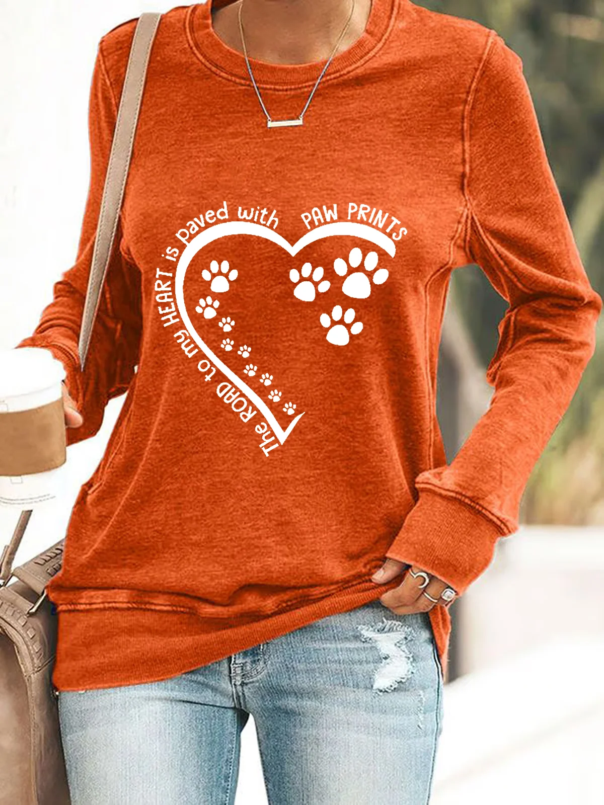 Dog Lovers The Road To My Heart Is Paved With Paw Prints Casual Sweatshirt