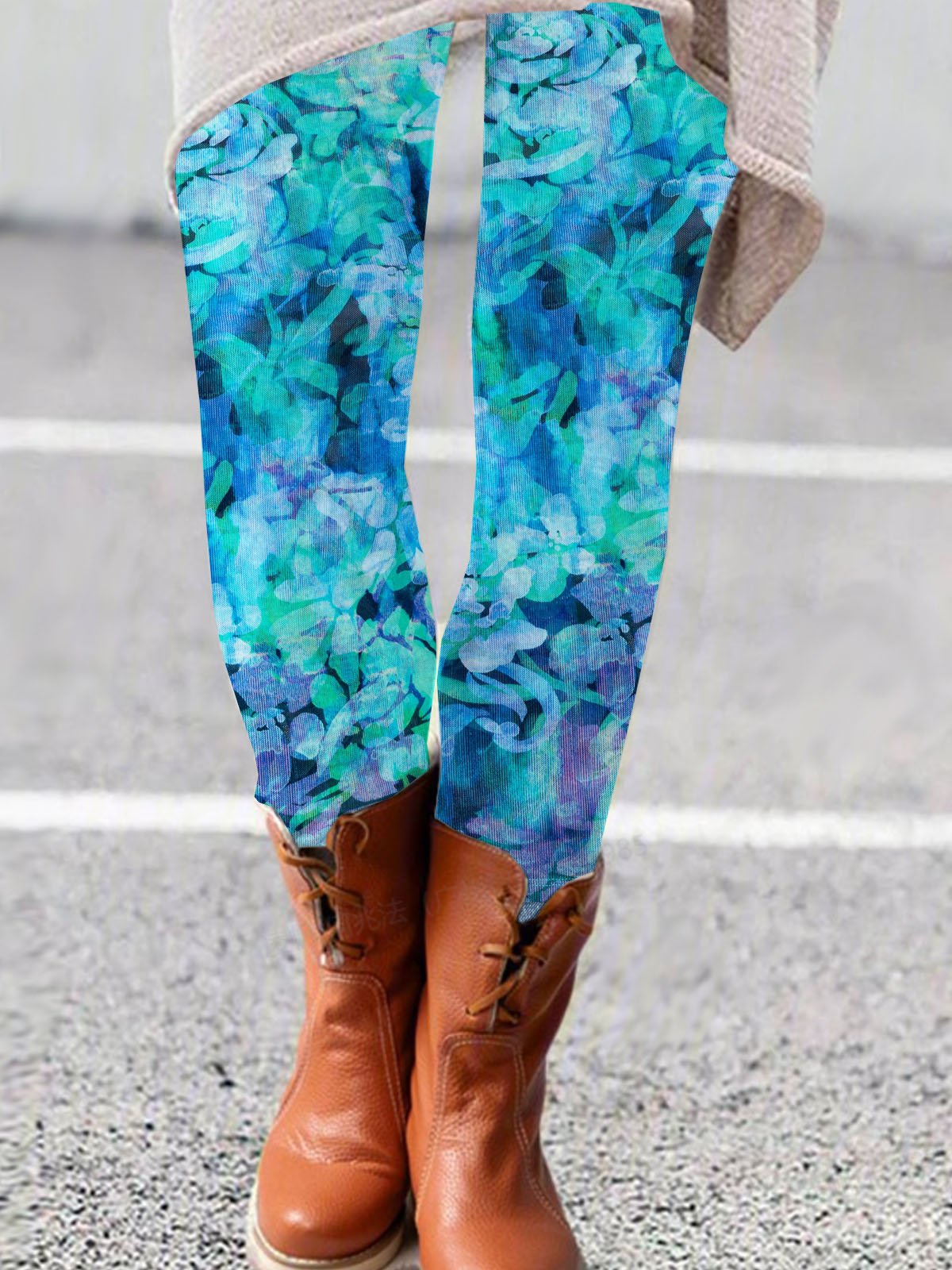 Floral printed casual tight leggings