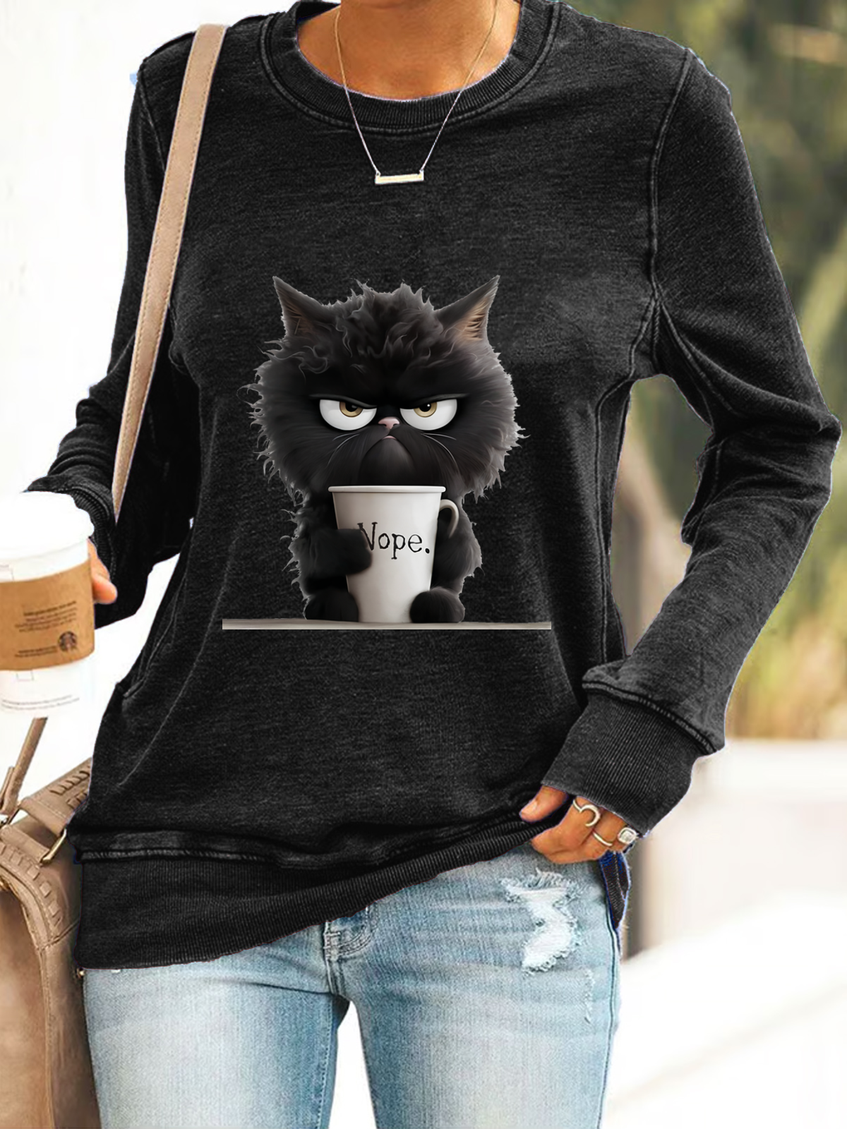 Funny Cat Nope Casual Sweatshirt