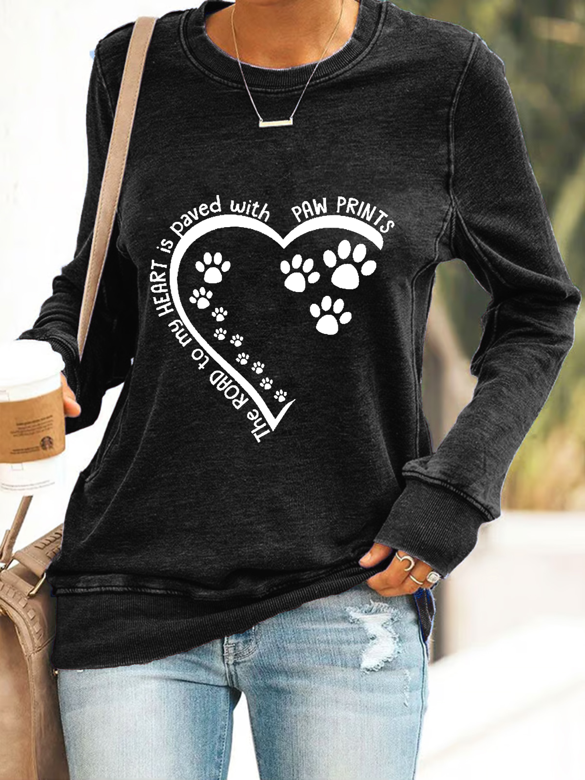 Dog Lovers The Road To My Heart Is Paved With Paw Prints Casual Sweatshirt