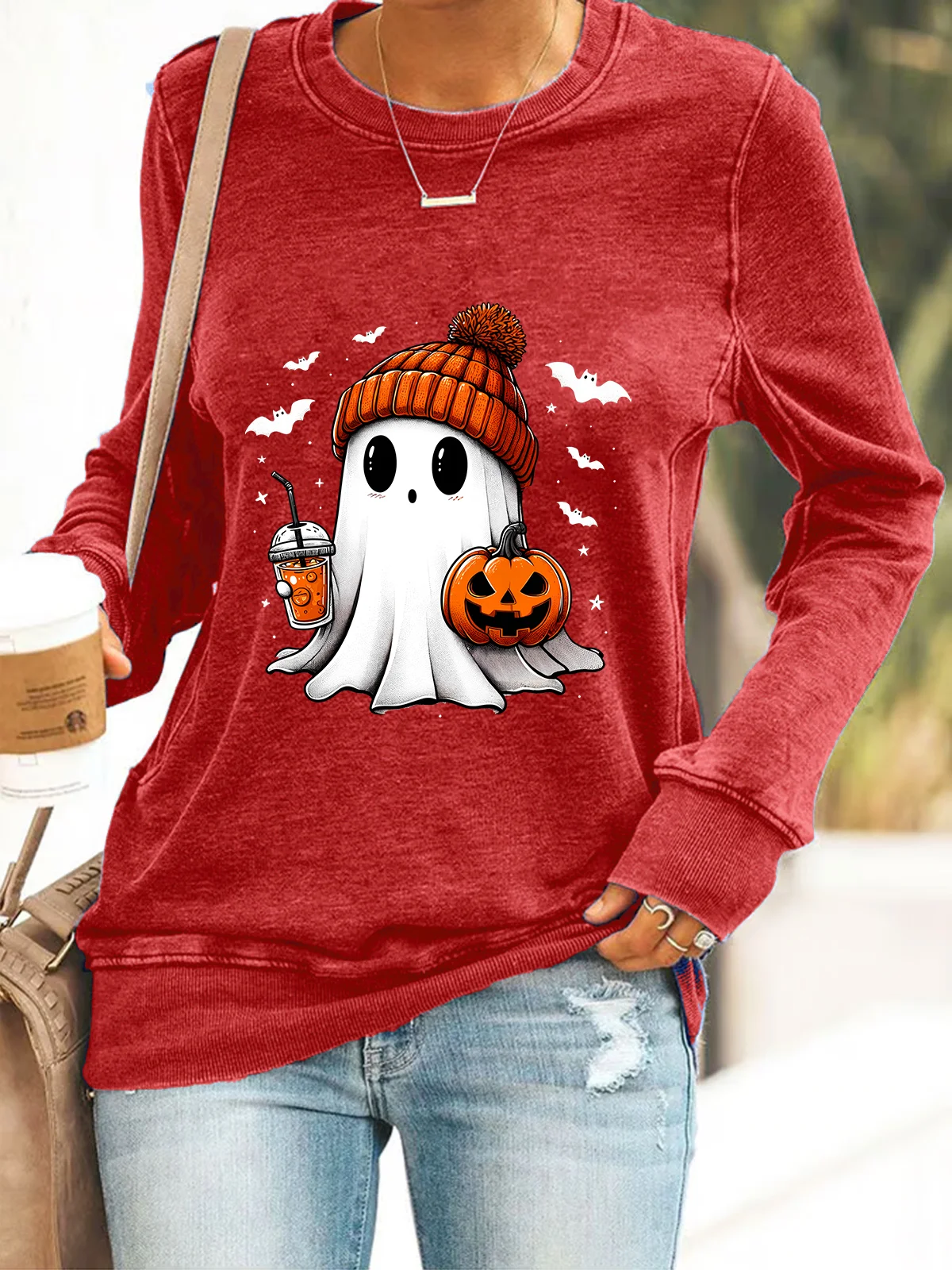 Cute Ghost Halloween Casual Sweatshirt