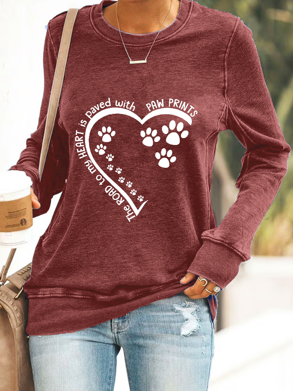 Dog Lovers The Road To My Heart Is Paved With Paw Prints Casual Sweatshirt