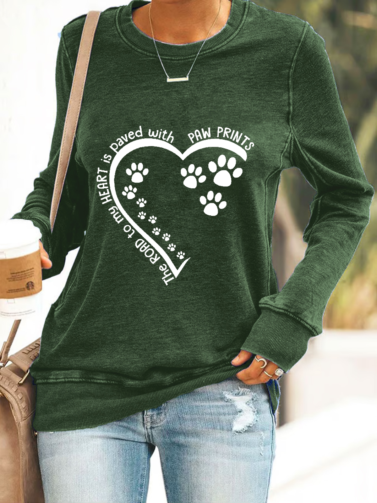 Dog Lovers The Road To My Heart Is Paved With Paw Prints Casual Sweatshirt