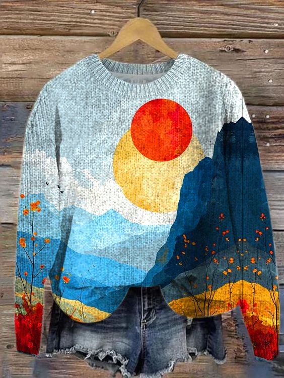 Simple Landscape Painting Sweater