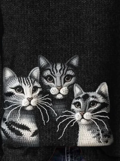 American Shorthair Cats Crochet Cozy Knit Sweater