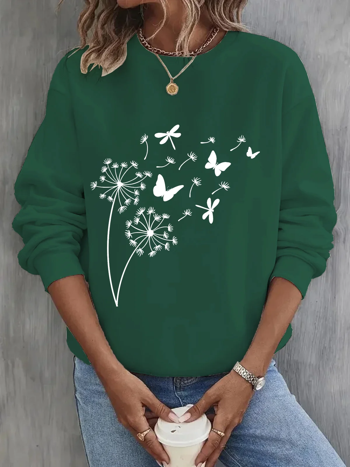 Crew Neck Cotton Casual Dandelion Sweatshirt