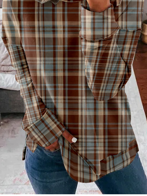 Crew Neck Plaid Casual Sweatshirt