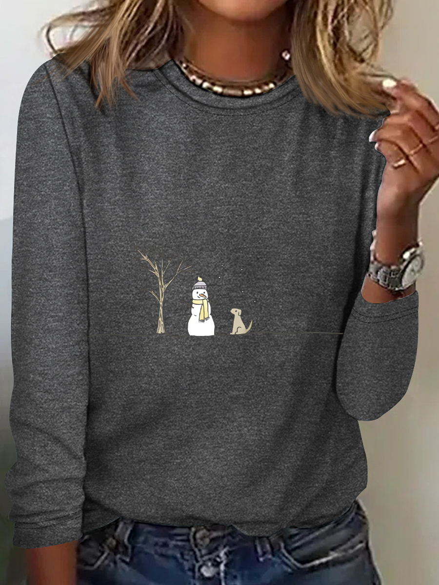 Christmas Snowman Casual Long Sleeve Shirt