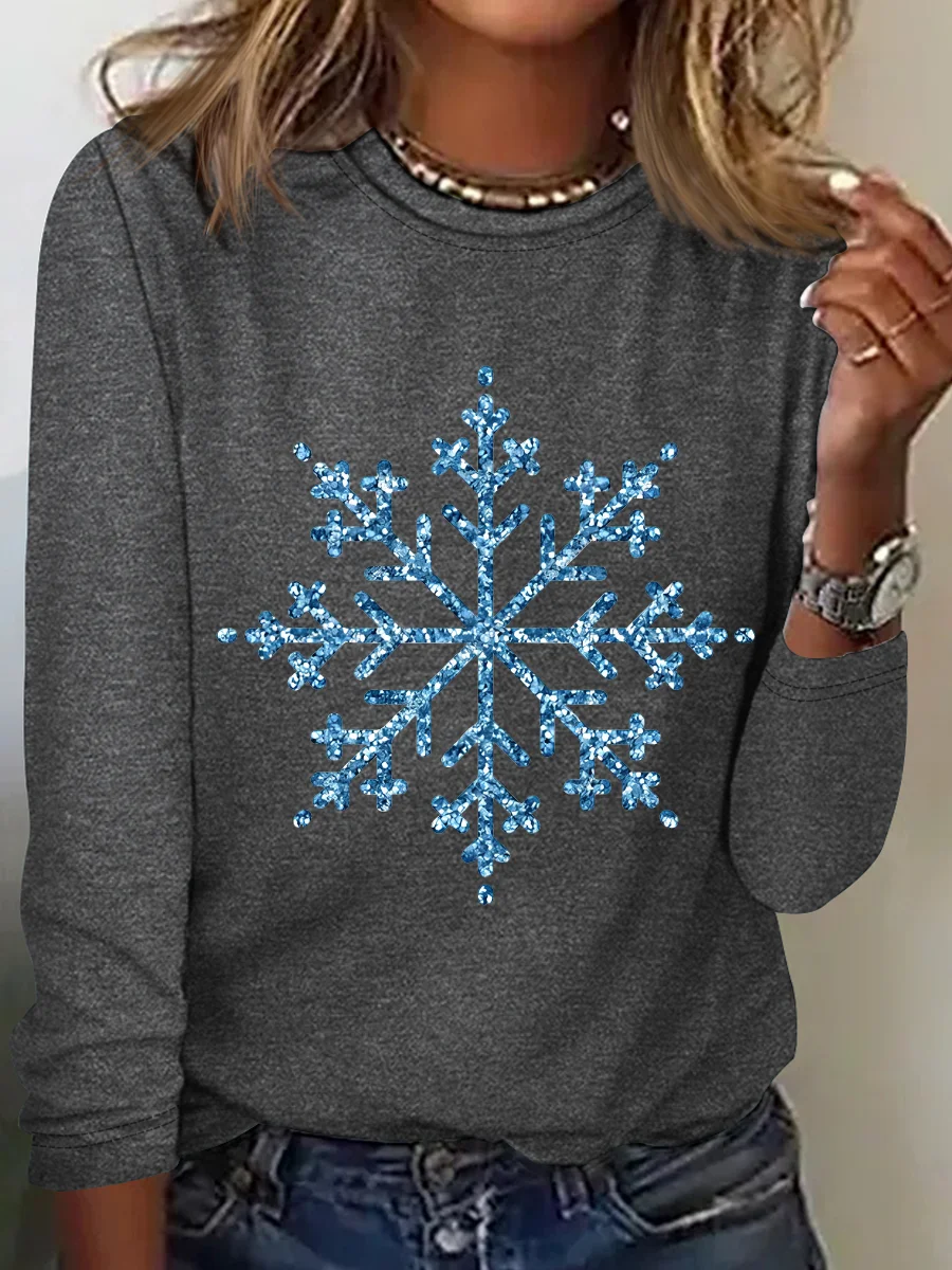 Winter Snowflake Casual Long Sleeve Shirt