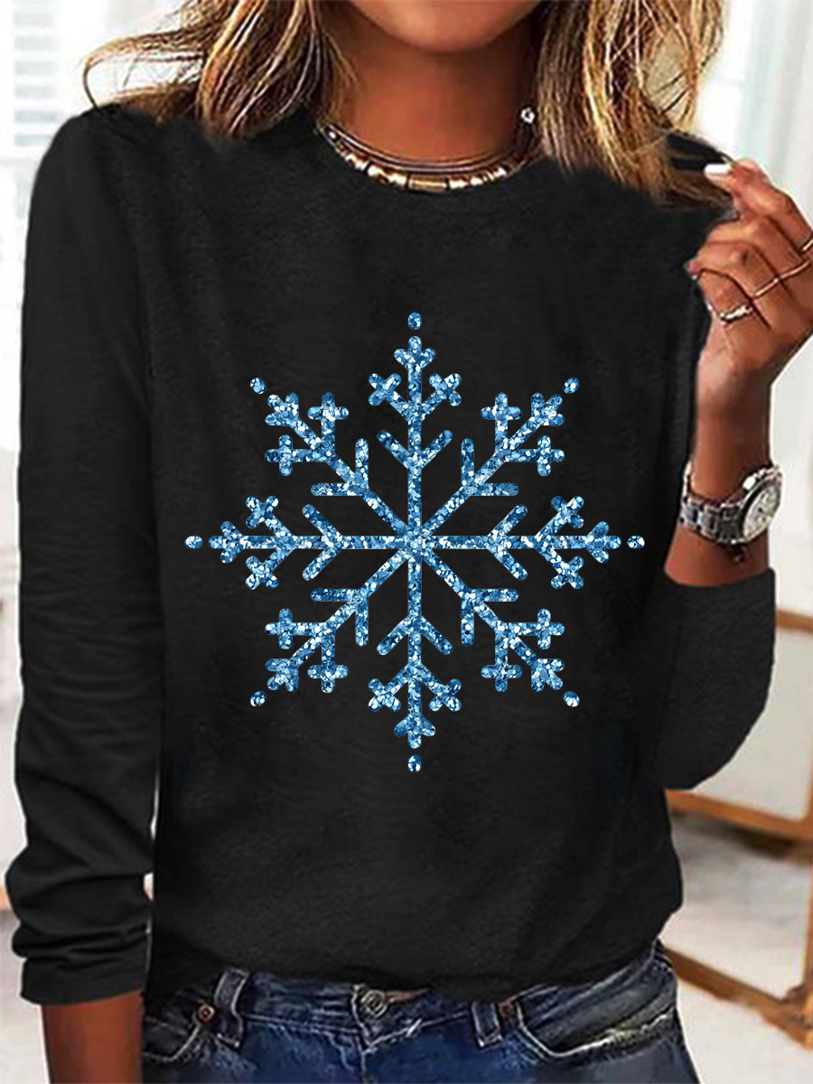 Winter Snowflake Casual Long Sleeve Shirt