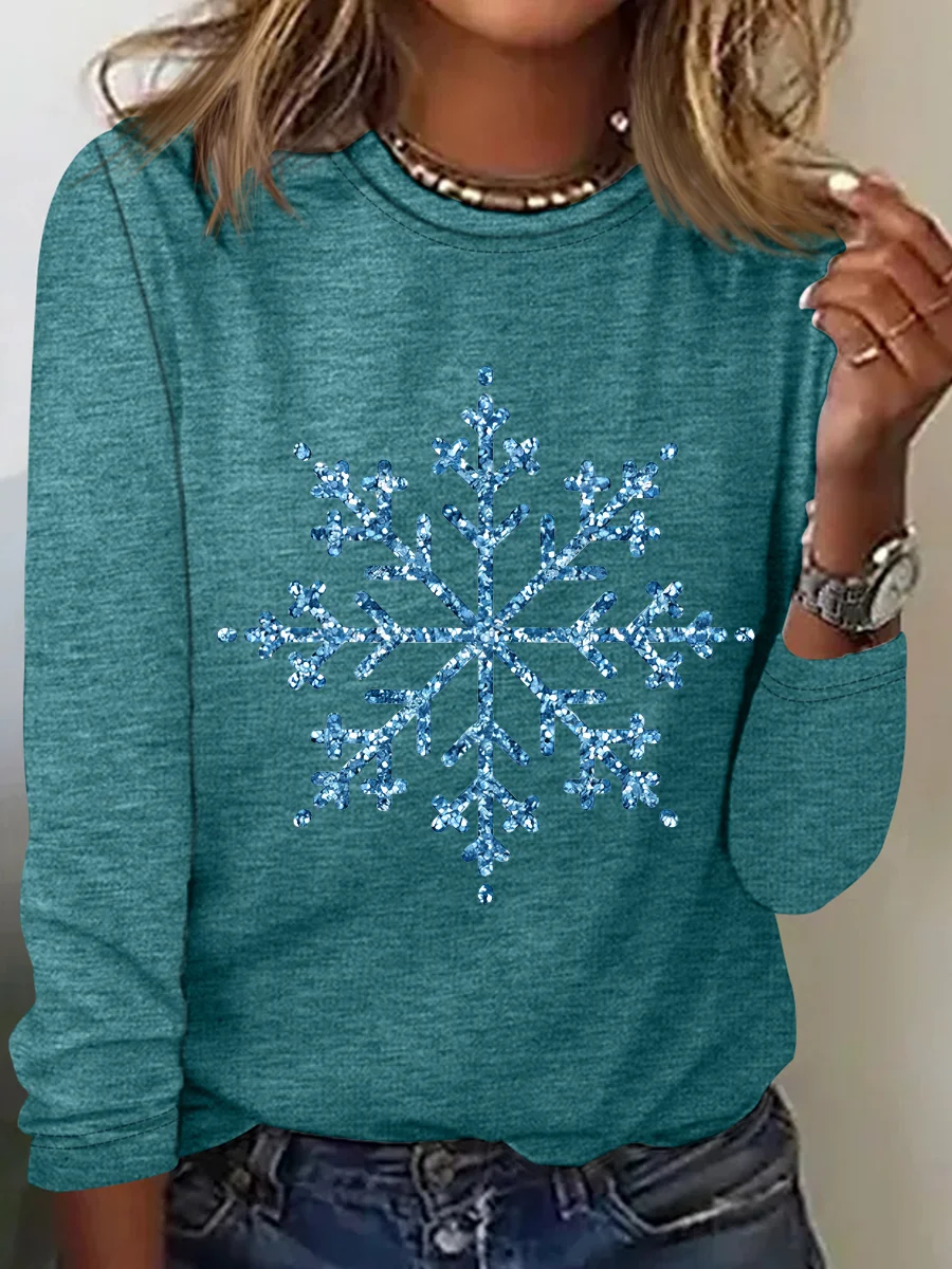 Winter Snowflake Casual Long Sleeve Shirt