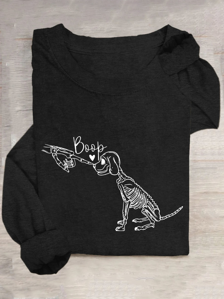 Dog Skeleton Casual Long Sleeve Shirt