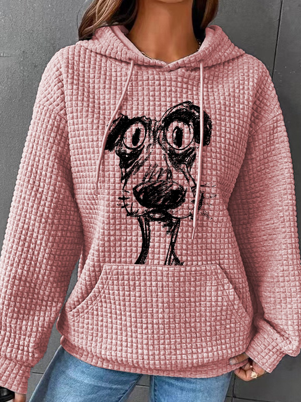 Cute Puppy Retro Simple Loose Hoodie