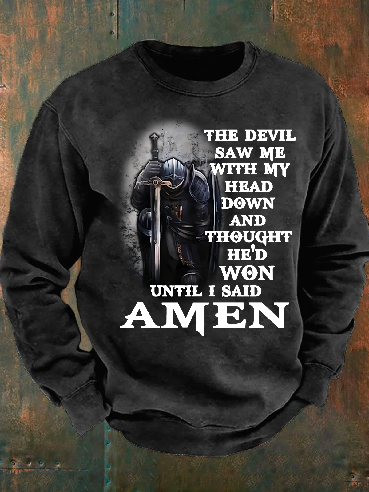 Vintage Faith Print Men's Casual Sweatshirt