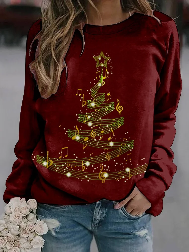 Music Notes Christmas Tree Vintage Comfy Sweatshirt