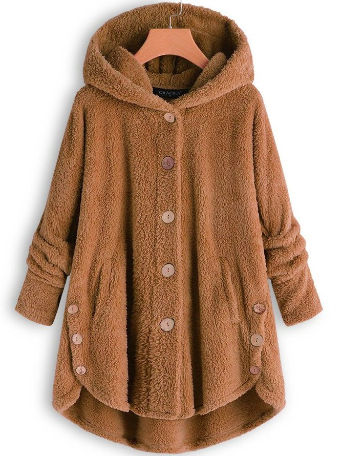 Hoodie Simple Loose Plain Teddy Jacket