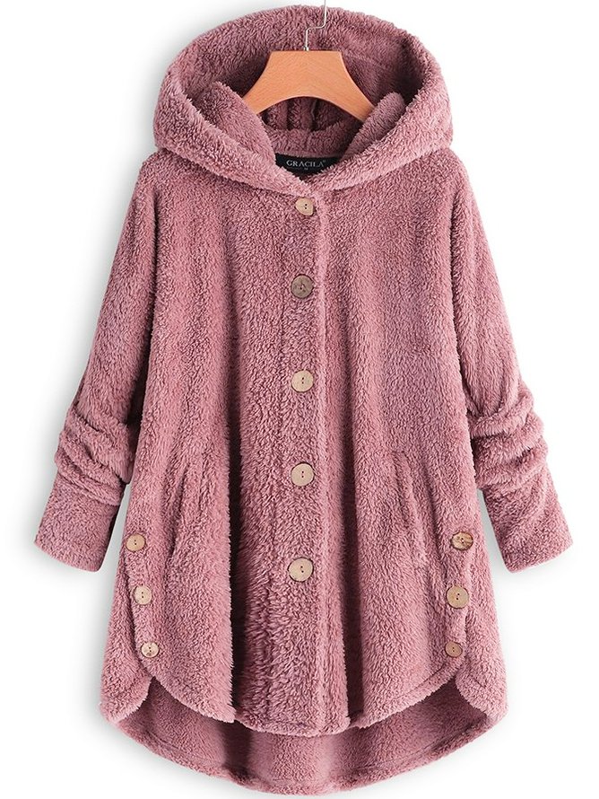 Hoodie Simple Loose Plain Teddy Jacket