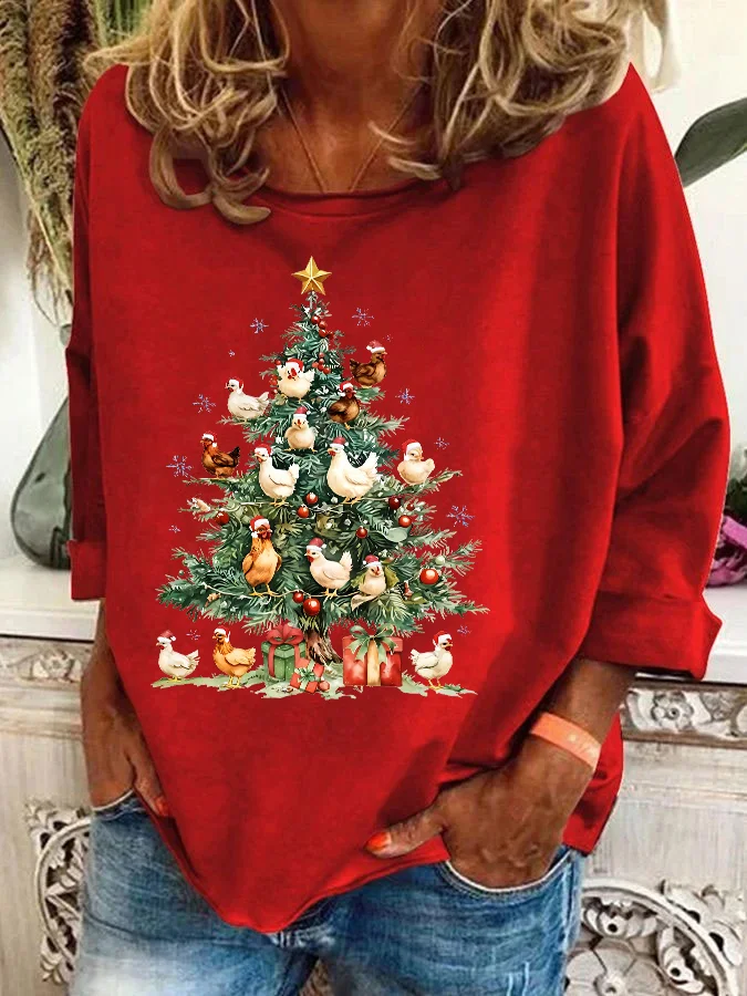 Chicken Christmas Tree Casual Sweatshirt