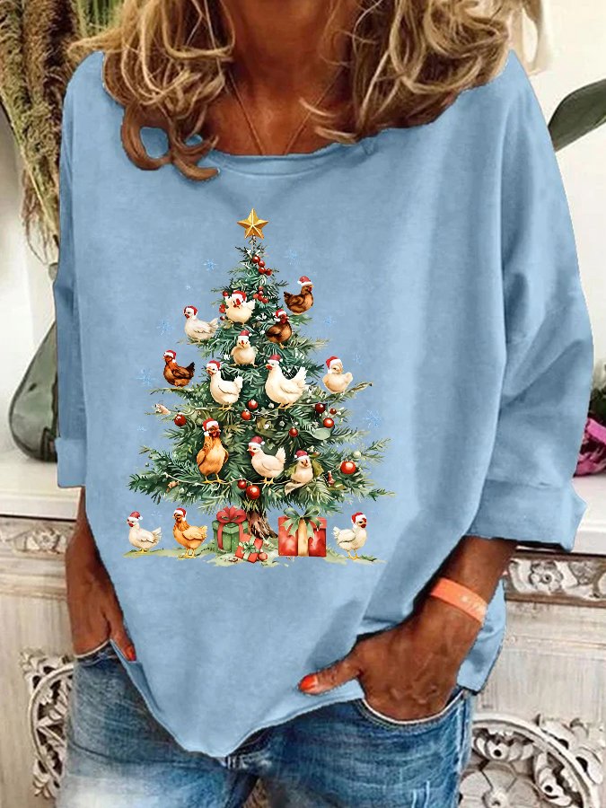 Chicken Christmas Tree Casual Sweatshirt