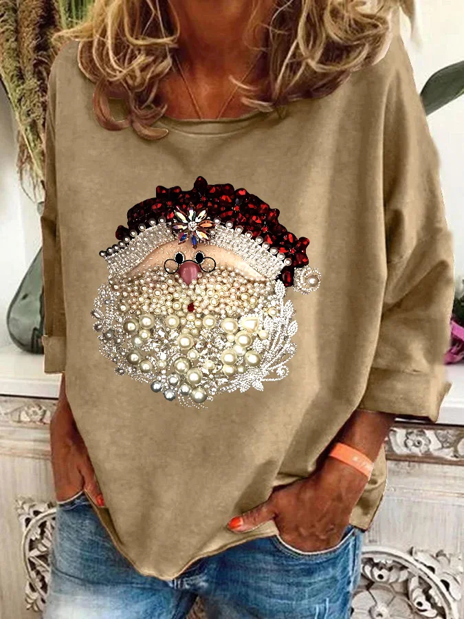 Christmas Santa Claus Jewel Art 3D Print Casual Sweatshirt