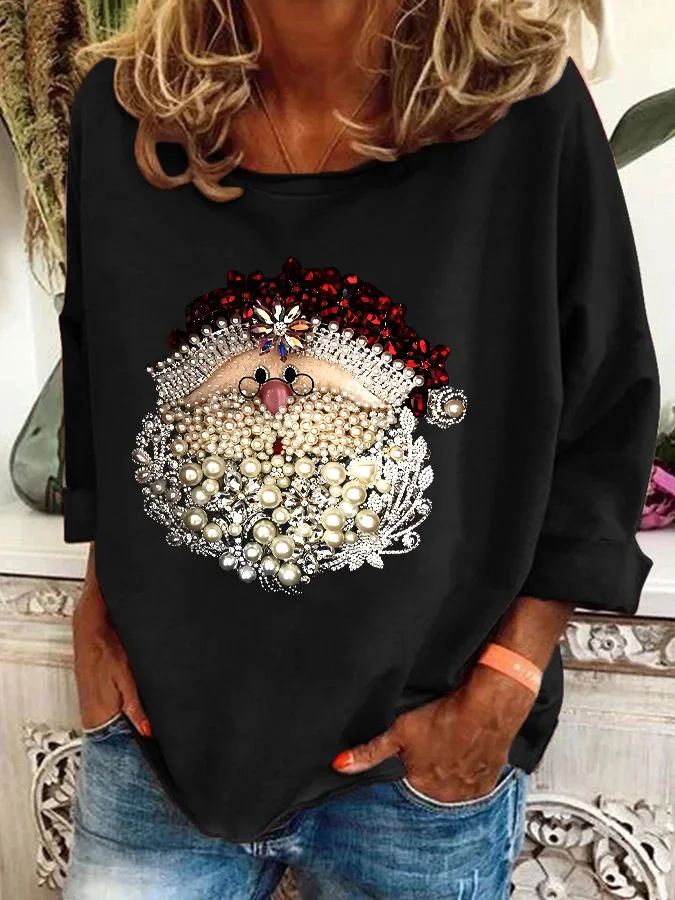 Christmas Santa Claus Jewel Art 3D Print Casual Sweatshirt