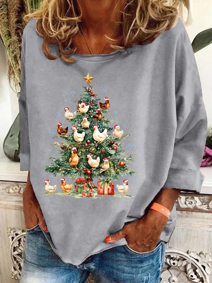 Chicken Christmas Tree Casual Sweatshirt