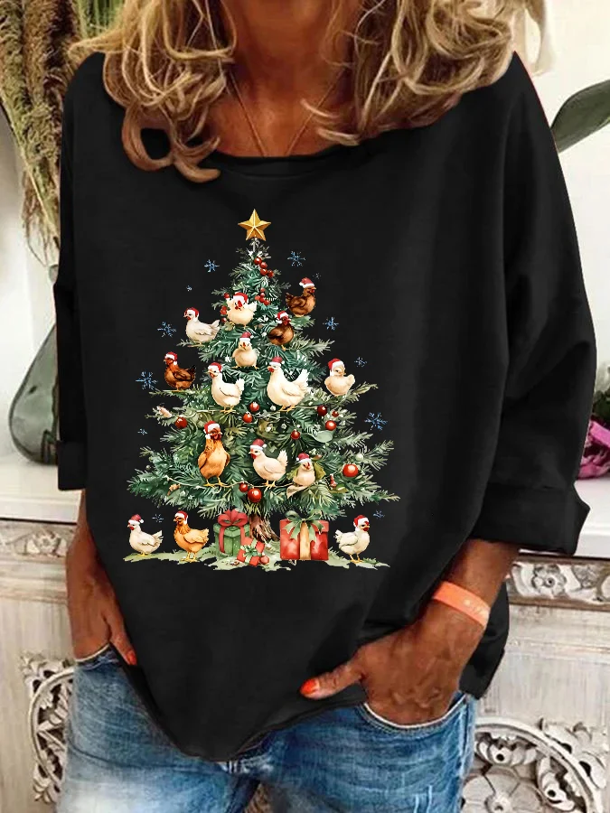 Chicken Christmas Tree Casual Sweatshirt