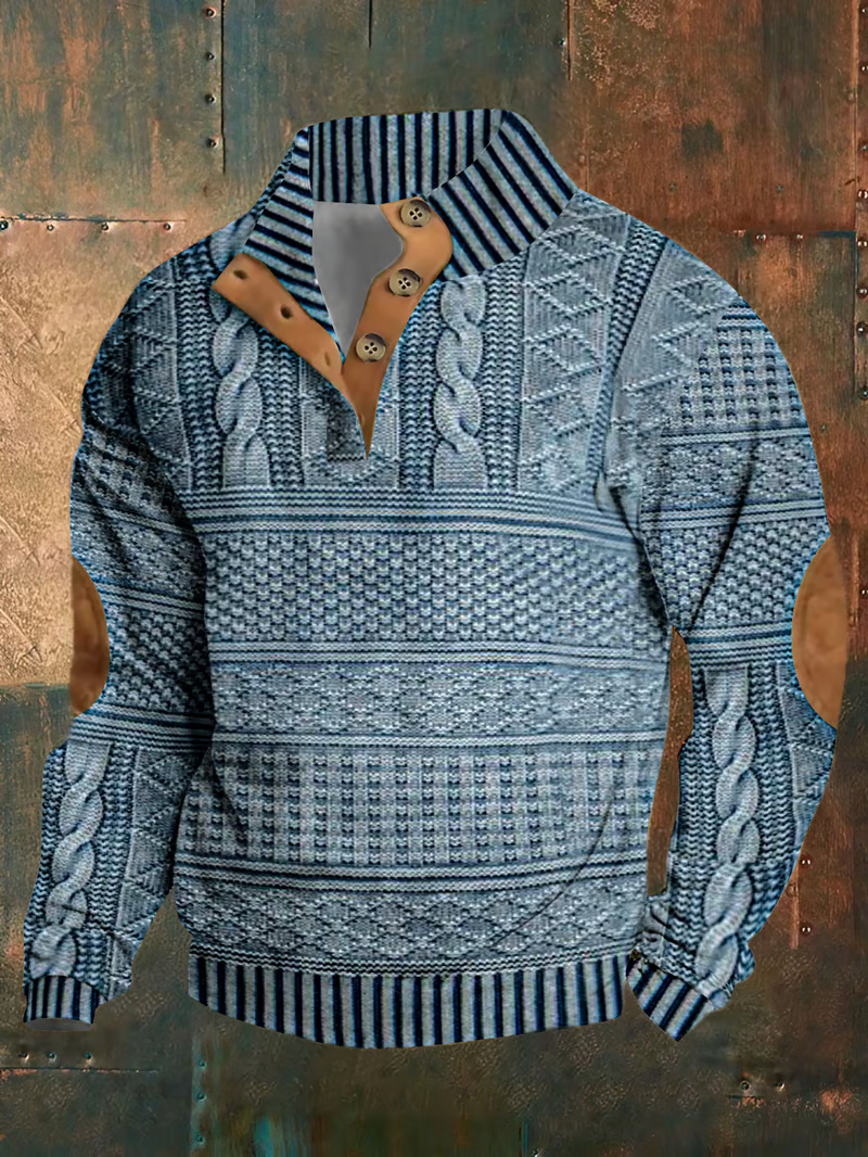 Men's Retro Western Stand Collar Sweatshirt