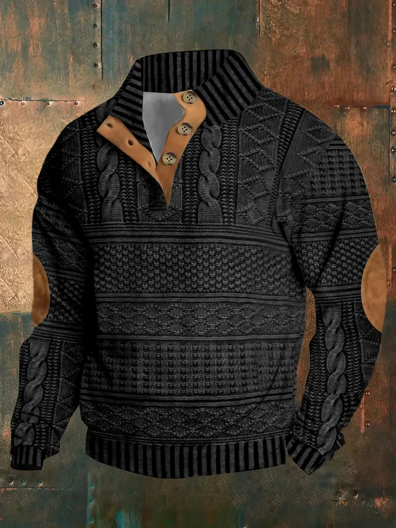 Men's Retro Western Stand Collar Sweatshirt