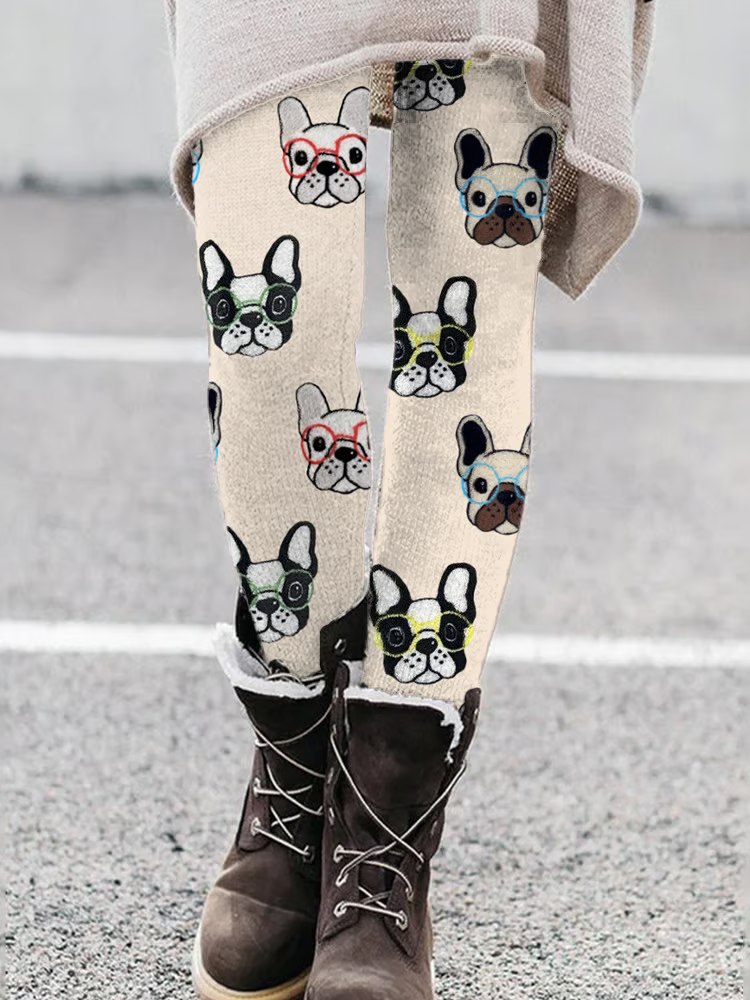 Women's Funny Dogs With Glasses Print Leggings