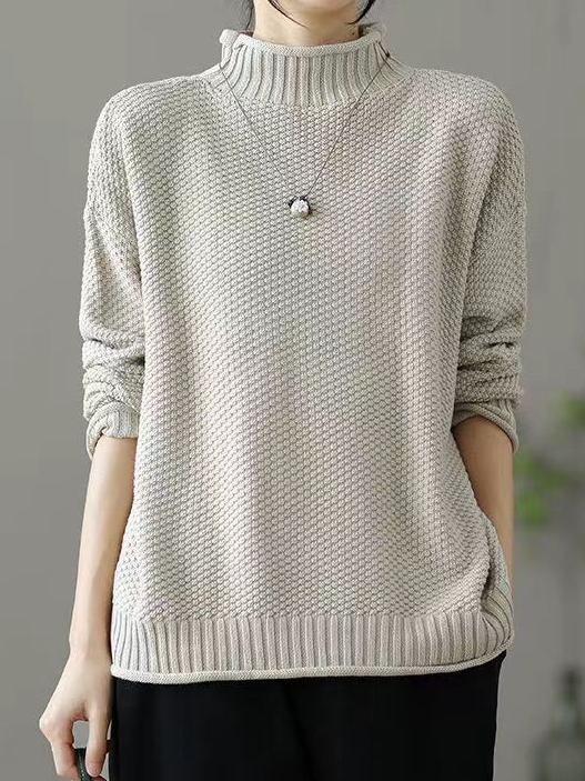 Loose Mock Neck Wool/Knitting Sweater