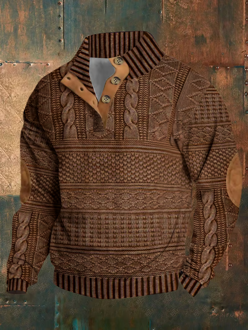 Men's Retro Western Stand Collar Sweatshirt