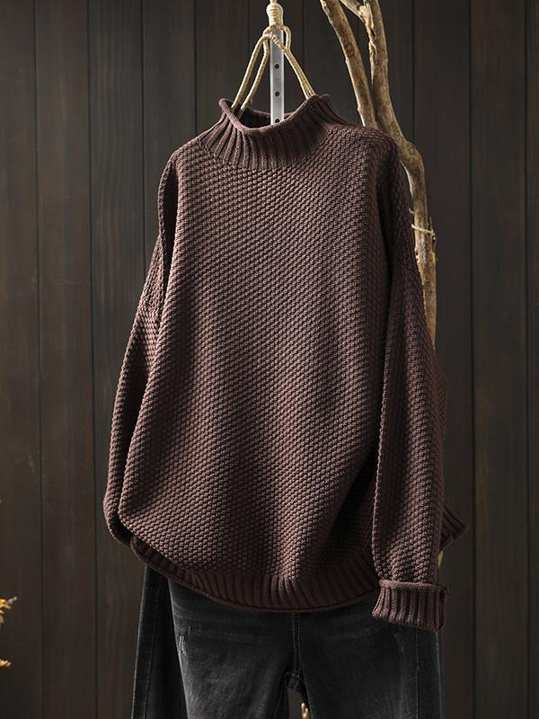 Loose Mock Neck Wool/Knitting Sweater