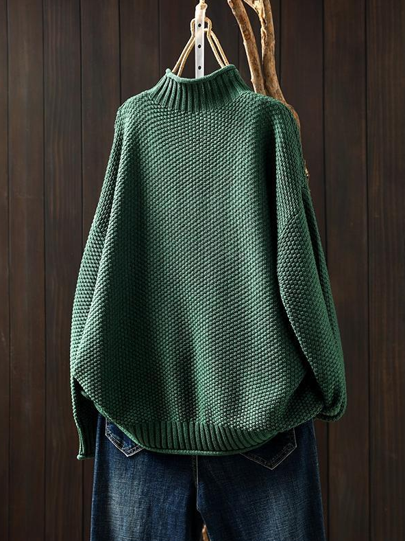 Loose Mock Neck Wool/Knitting Sweater