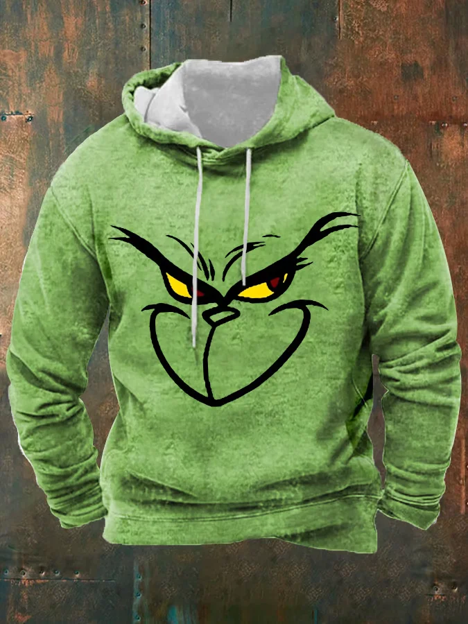 Men's Christmas Cartoon Character Print Casual Hoodie