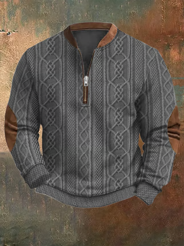 Men's Vintage Knit Striped Print Sweatshirt