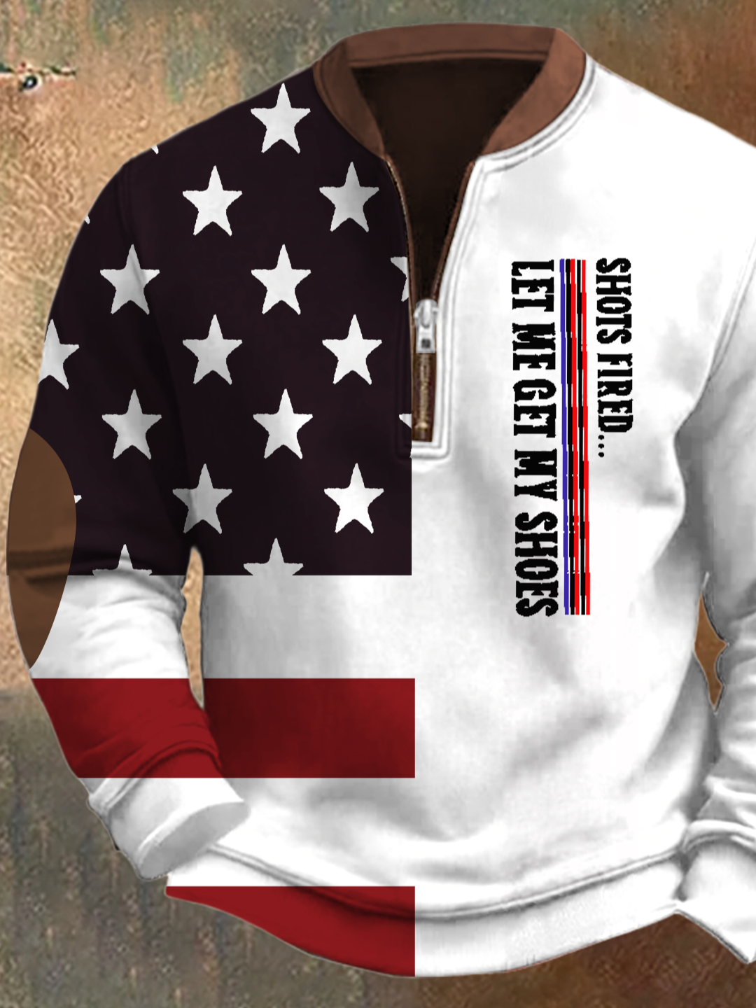 Men's American Flag Combat Casual Half Collar Sweatshirt